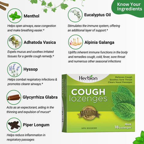 Herbion Naturals Cough Lozenges – Mint, 18 Lozenges