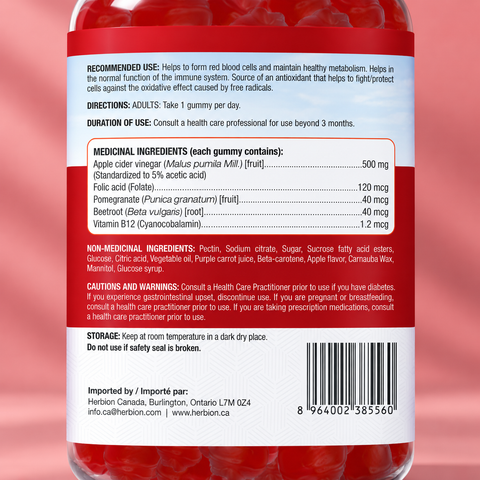 Herbion Apple Cider Vinegar Gummies bottle with fresh apple