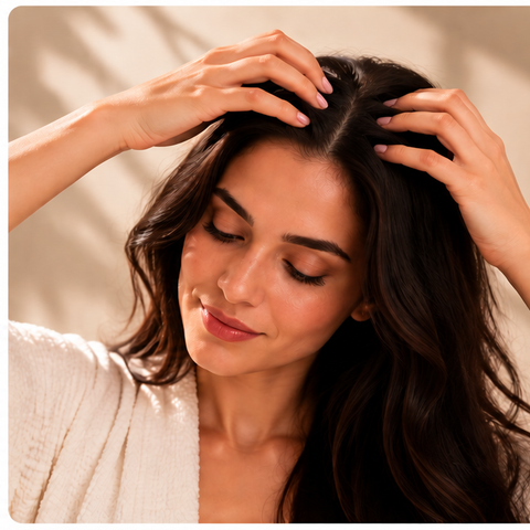 Woman incorporating castor oil into her hair care routine