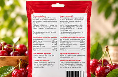 Sugar-Free Cherry Cough Lozenges back