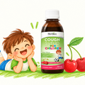 Children's cough syrup bottle cherry flavour