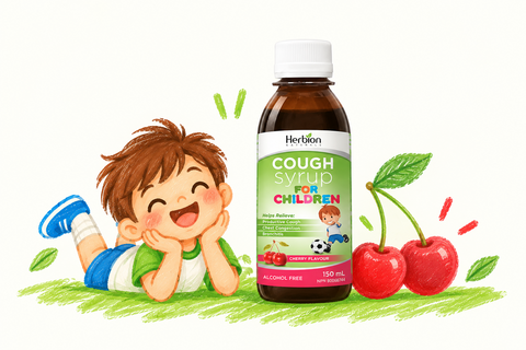 Children's cough syrup bottle cherry flavour