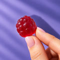 Close-up strawberry-flavoured pectin gummy