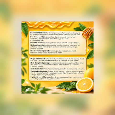 Honey Lemon English French original label information