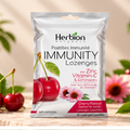 Herbion Immunity Cherry Lozenges pouch on natural stone
