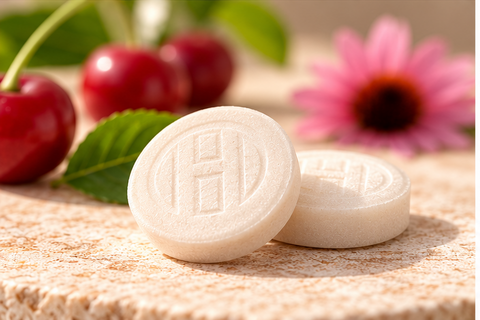 Close-up of immunity lozenges