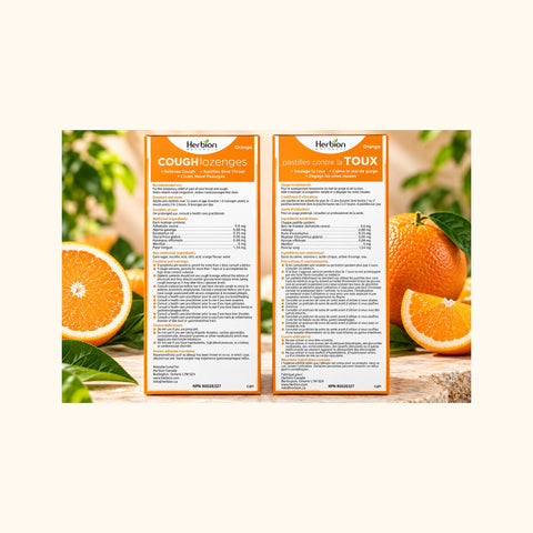 Orange Cough Lozenges bilingual label information