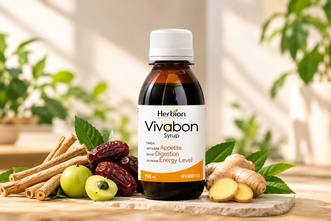Vivabon Syrup bottle with botanicals