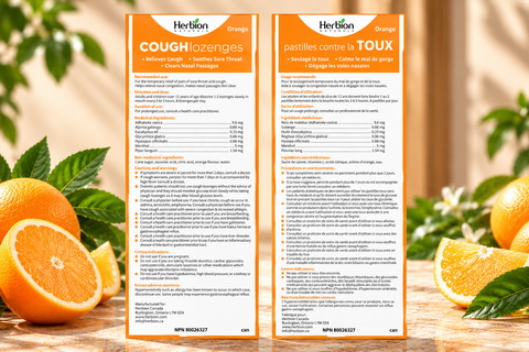 Herbion Orange cough lozenges English and French label